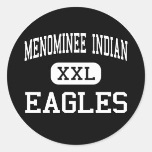 Sticker Rond Indien de Menominee - Eagles - haut - Keshena