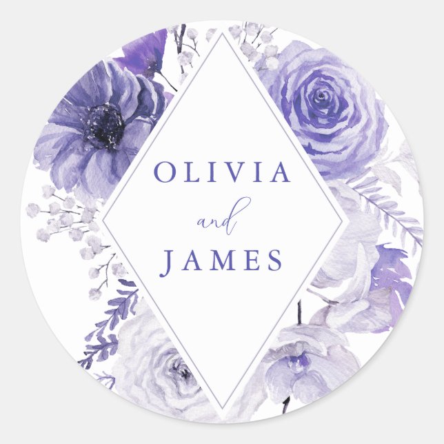 Sticker Rond Indigo Boho Floral Frame Mariage (Devant)