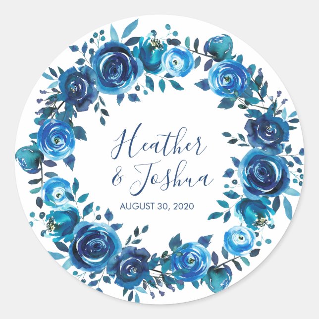 Sticker Rond Indigo Mood Floral Mariage (Devant)