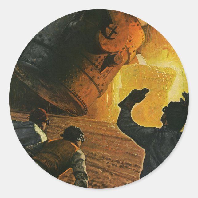 Sticker Rond Industrie vintage, Fabrication d'acier (Devant)