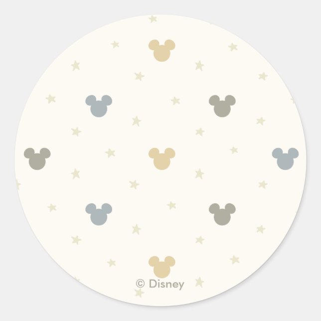 Sticker Rond Infant Pastel Mickey Mouse Icon and Star Pattern (Devant)