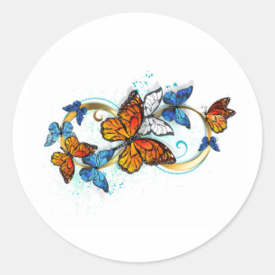 Sticker Rond Infinité de papillons monarques