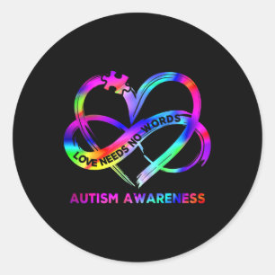 Sticker Rond Infinity Heart Love Sensibilisation sur l'autisme 