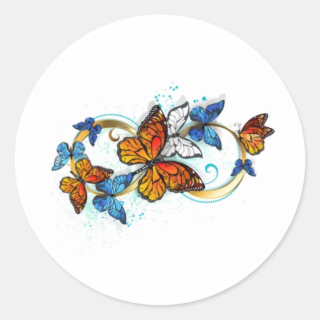 Sticker Rond Infinity of Monarch Butterflies (Devant)