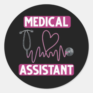Sticker Rond Infirmière adjointe Médicale Stethoscope