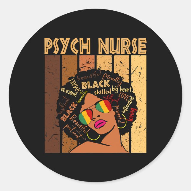 Sticker Rond Infirmière Afro Africaine Américaine Femmes Histoi (Devant)