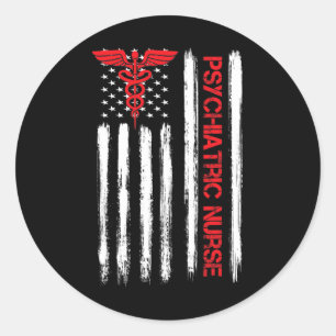 Sticker Rond Infirmière Américaine Drapeau Rn Santé Mentale Psy