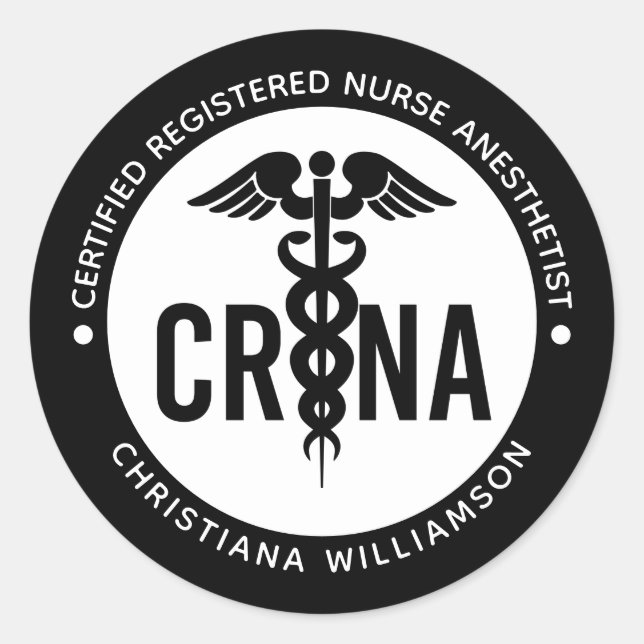 Sticker Rond Infirmière anesthésiste certifiée CRNA personnalis (Devant)