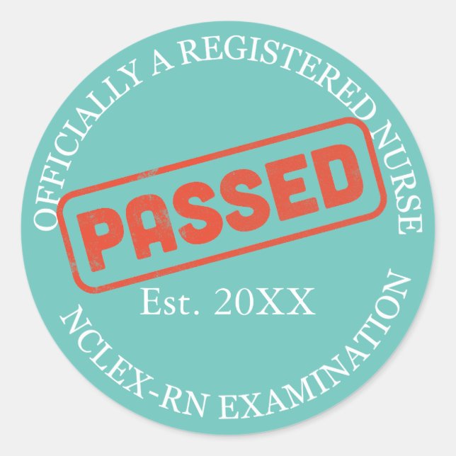 Sticker Rond infirmière autorisée - a réussi nclex-rn (Devant)