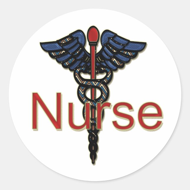 Sticker Rond Infirmière avec Caduceus (Devant)