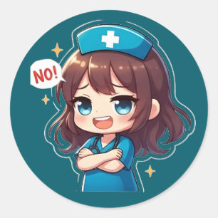 Sticker Rond Infirmière Chibi Originale - Vie d'infirmière impe