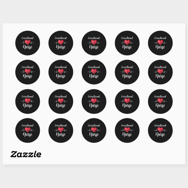 Sticker Rond Infirmière correctionnelle battement de coeur infi (Feuille)