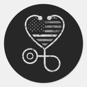 Sticker Rond Infirmière correctionnelle mince ligne gris Il