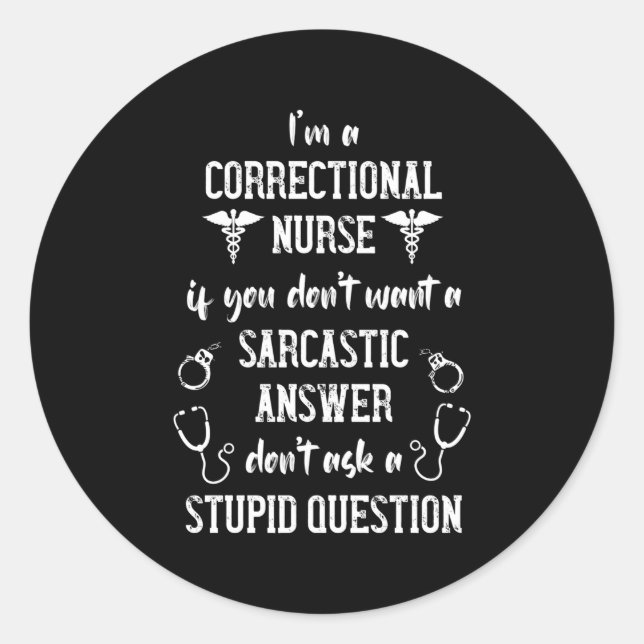 Sticker Rond Infirmière correctionnelle Réponse Infirmière corr (Devant)