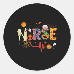 Sticker Rond Infirmière Costume Halloween Stethoscope Pump puls