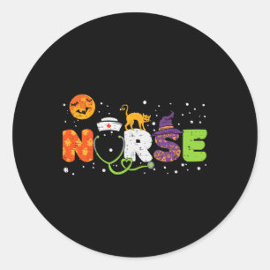 Sticker Rond Infirmière Costume Halloween Stethoscope Pump puls