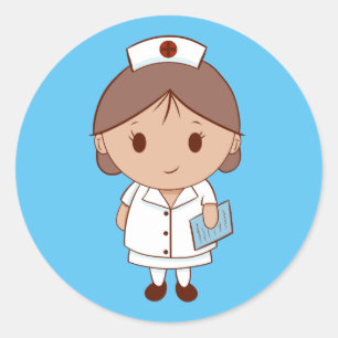 Sticker Rond Infirmière de dessin animé