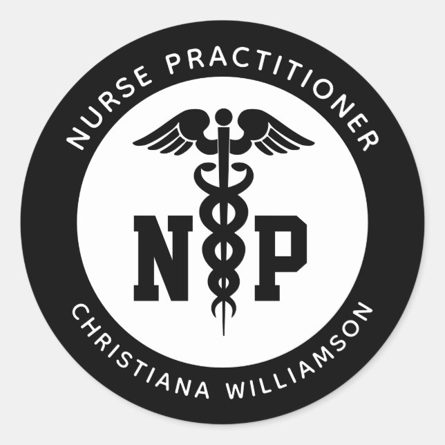 Sticker Rond Infirmière de NP personnalisée Praticien Diplôme C (Devant)