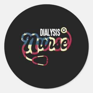 Sticker Rond Infirmière dialyse drapeau américain Stethoscope U