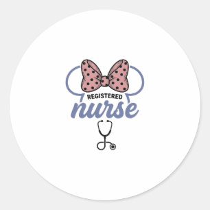 Sticker Rond Infirmière diplômée stéthoscope à ruban graphique 