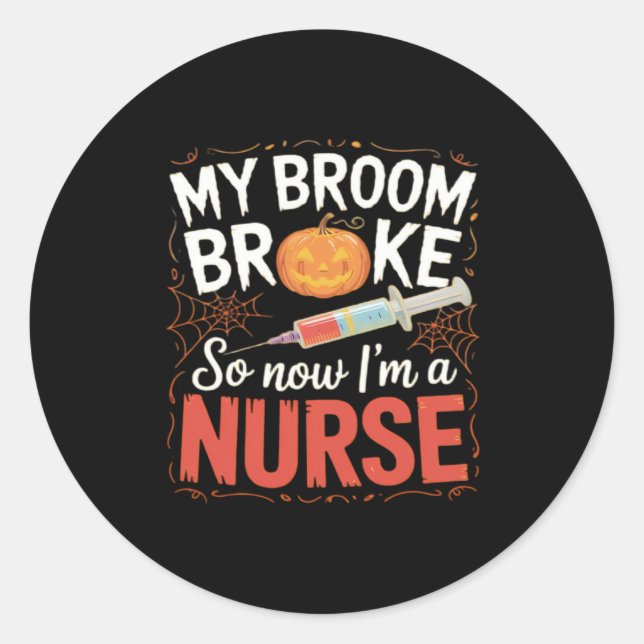 Sticker Rond Infirmière Drôle Halloween Infirmière Essentiel T- (Devant)
