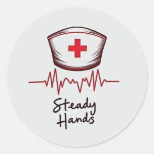Sticker Rond Infirmière d'urgence - Mains stables
