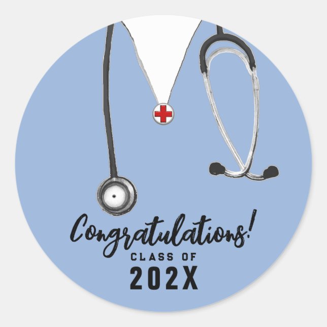 Sticker Rond Infirmière École de soins infirmiers Graduation Cl (Devant)