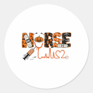 Sticker Rond Infirmière éffrayante Citrouille Halloween Costume