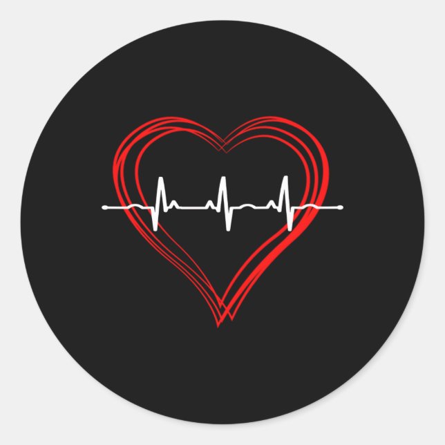 Sticker Rond Infirmière Ekg Hebeat Love Cardiogramme Hollow Ecg (Devant)