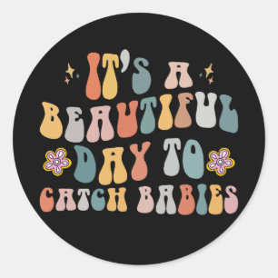 Sticker Rond Infirmière en salle d'accouchement Diplômée Infirm