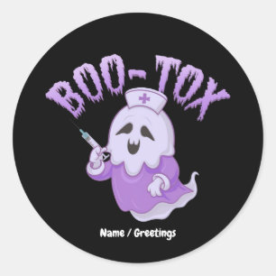 Sticker Rond Infirmière fantôme Boo-Tox drôle Halloween humour 