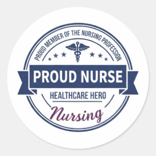 Sticker Rond Infirmière fière Héros de la santé Badge vintage