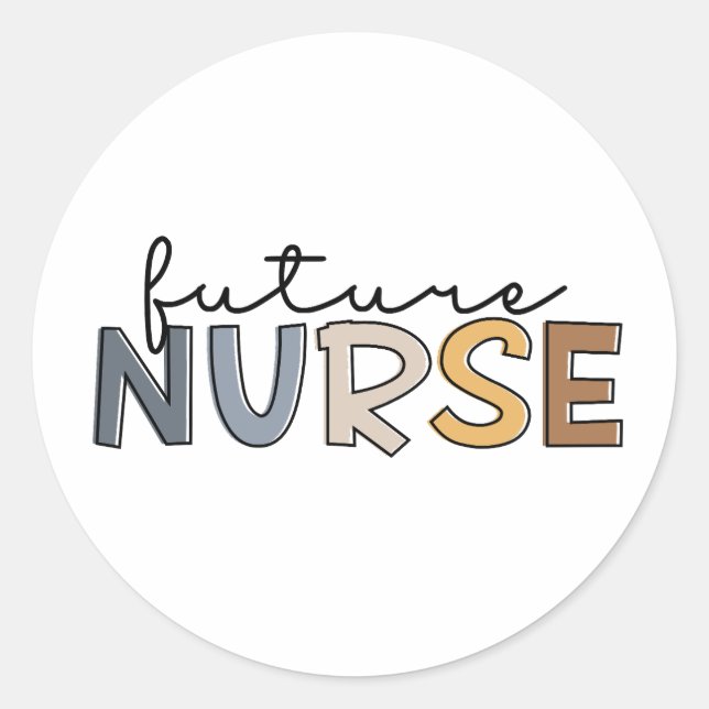 Sticker Rond Infirmière future | Cadeau étudiant de l'école de  (Devant)