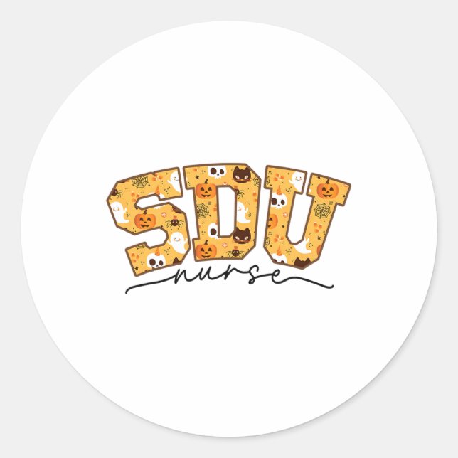 Sticker Rond Infirmière Halloween Sdu Rn Chute Éffrayante (Devant)