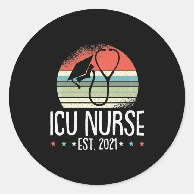 Sticker Rond Infirmière Icu (Devant)
