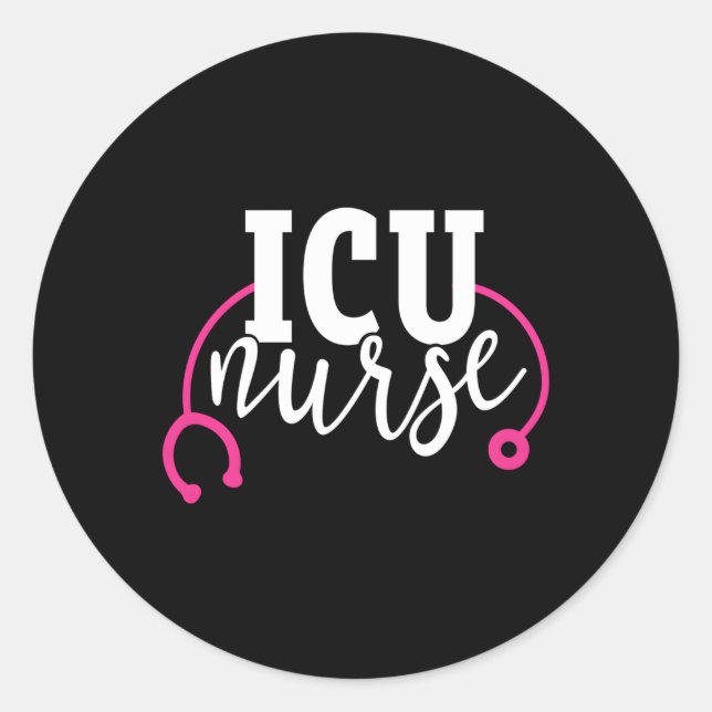 Sticker Rond Infirmière Icu K Stethoscope Unité De Soins Intens (Devant)
