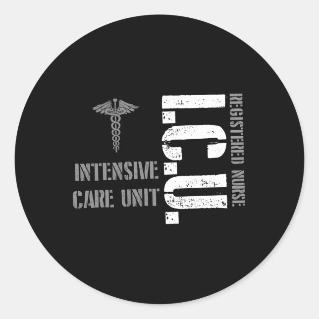 Sticker Rond Infirmière Infirmière Intensive Unité De Soins Int (Devant)