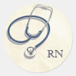 Sticker Rond Infirmière inscrite avec stéthoscope