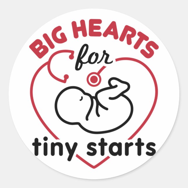 Sticker Rond Infirmière néonatale NICU Gros Coeurs pour les min (Devant)