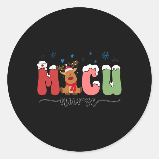 Sticker Rond Infirmière Noël Hommes Femmes Soins intensifs Médi (Devant)