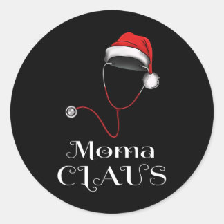 Sticker Rond Infirmière Noël Moma Claus Correspondant Pyjama Pè
