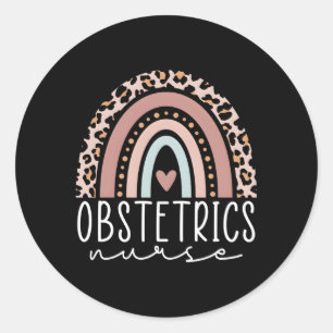 Sticker Rond Infirmière obstétrique Leopard Arc-en-ciel Ob Infi