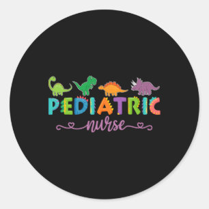 Sticker Rond Infirmière pédiatrique Picu dinosaures infirmière 