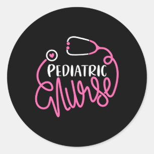 Sticker Rond Infirmière pédiatrique Stéthoscope Pédiatre Infirm