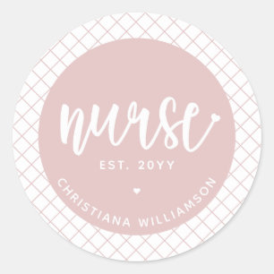 Sticker Rond Infirmière personnalisée diplômé de la RN Élégant