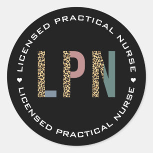 Sticker Rond Infirmière pratique autorisée par LPN personnalisé