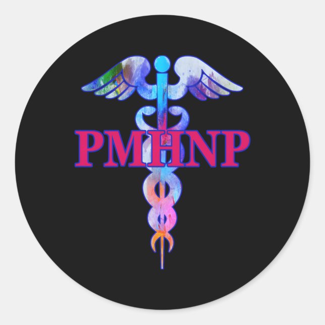 Sticker Rond Infirmière Psychiatrique Praticien Pmhnp Caduceus  (Devant)