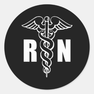 Sticker Rond Infirmière Rn Caduceus Symbole Médicale Infirmière