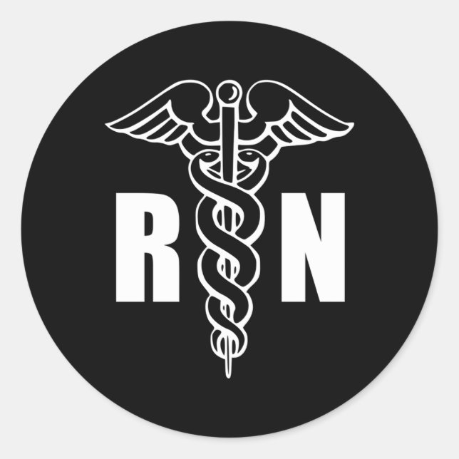 Sticker Rond Infirmière Rn Caduceus Symbole Médicale Infirmière (Devant)