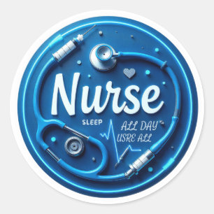 Sticker Rond Infirmière RN LPN CNA Infirmière endormie toute la